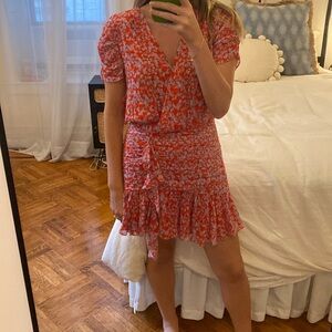 Tanya Taylor Red Floral Mini Dress l Size 8